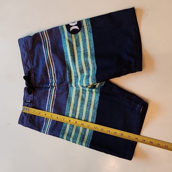 Hurley navy blue green stripe swim trunks boardshorts size 14 - Picture 10 of 10